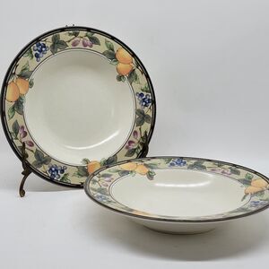 Mikasa Garden Harvest Rimmed Soup Bowls 9 3/8" Set Of 2